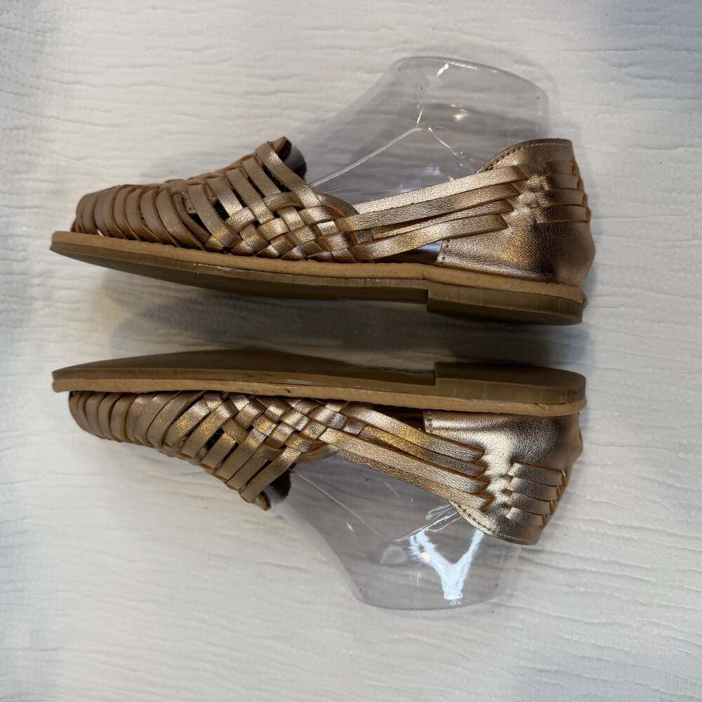 Artesanias Angeles Metallic Gold Leather Woven Mexican Huarache Sandals 7 - Picture 9 of 16